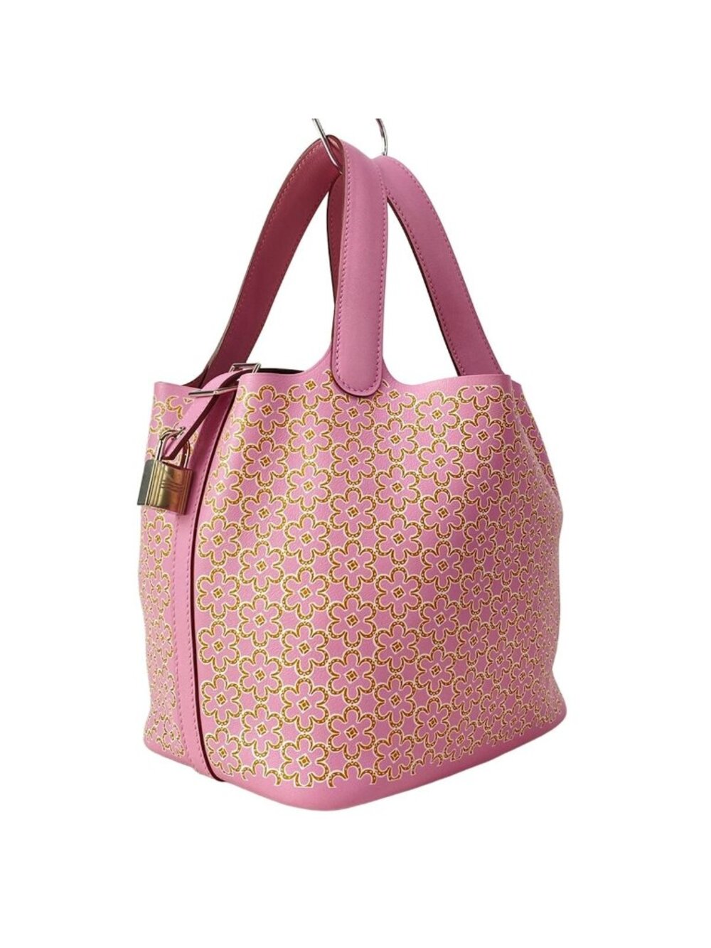 Hermes Handbag Picotin Lock 18 PM Mauve Sylvestre Cuible White Lucky Daisy